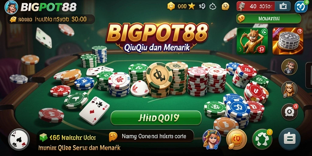 Screenshot gameplay BIGPOT88 menampilkan aksi seru permainan QiuQiu.