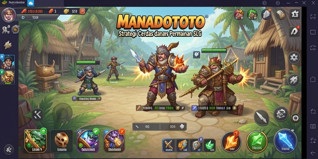 Tampilan gameplay menegangkan di MANADOTOTO saat pertempuran berlangsung.