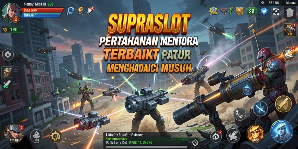 Tampilan gameplay seru di SUPRASLOT dengan aksi Tower Defense.