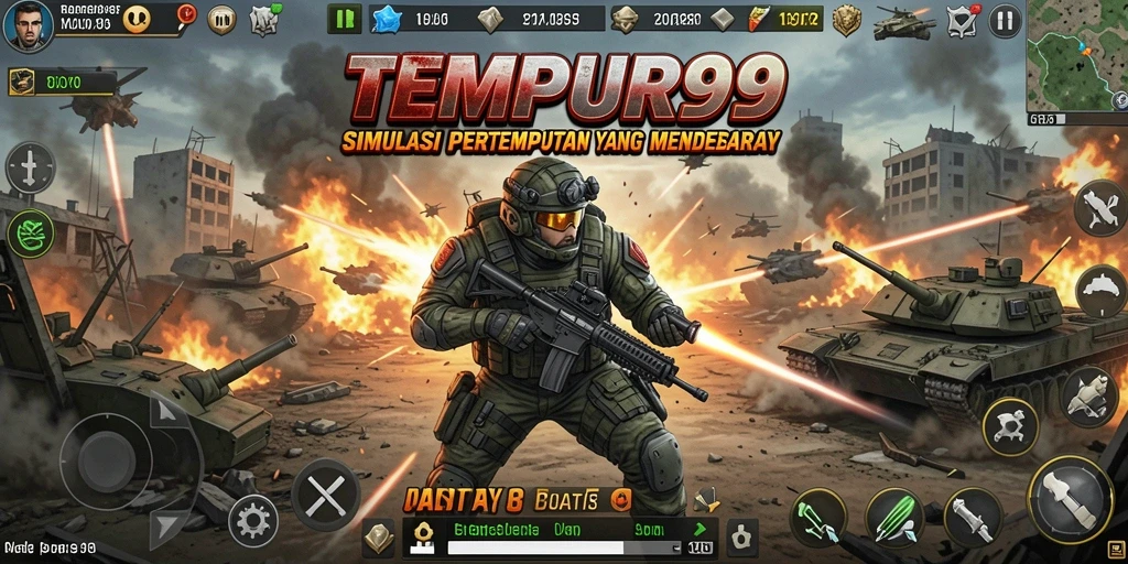 Gameplay TEMPUR99 yang penuh aksi dan strategi.